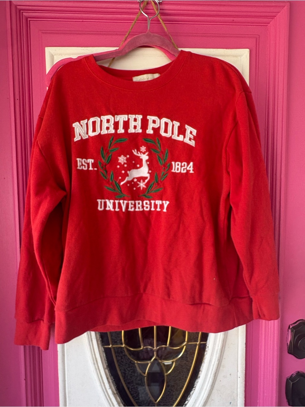 State of Mind Red North Pole University Crewneck Sweatshirt